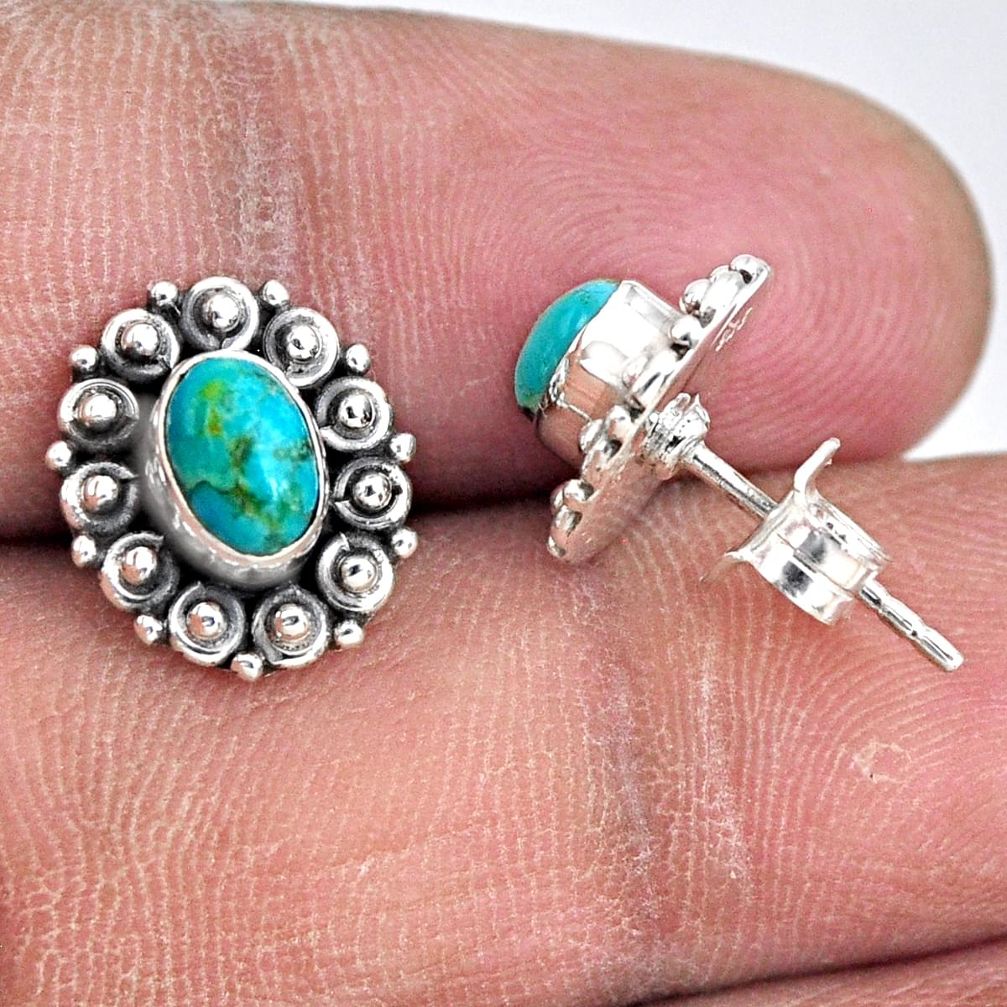 925 sterling silver 2.60cts blue arizona mohave turquoise stud earrings r55124