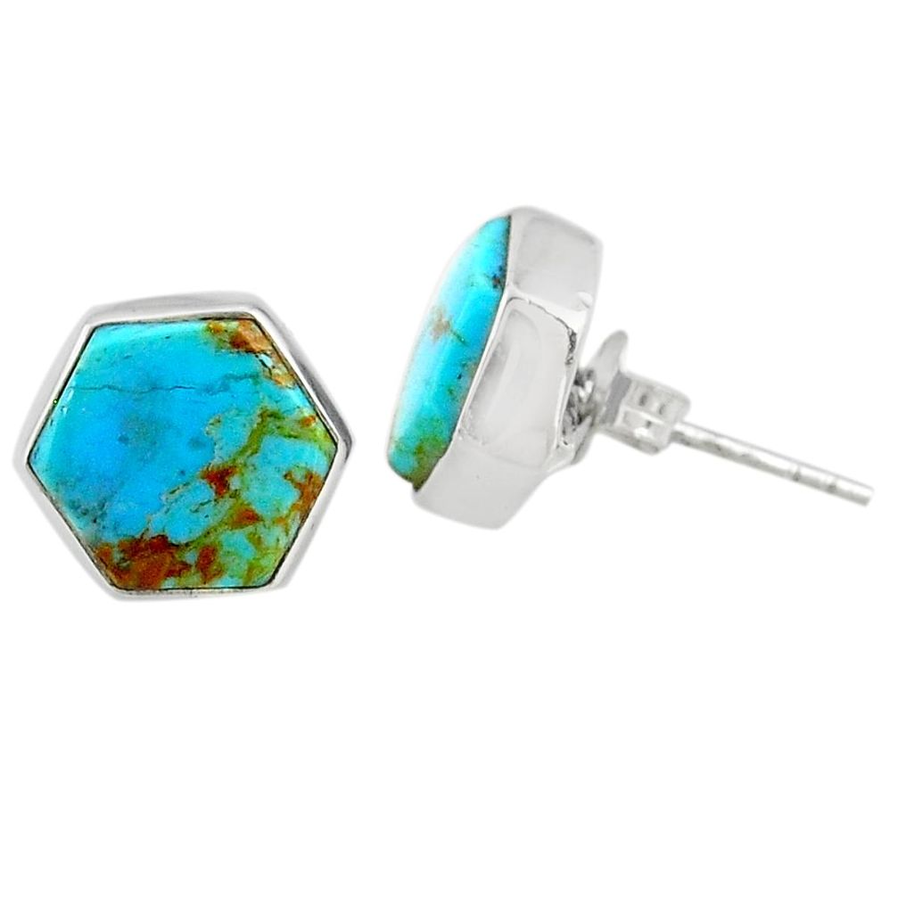 925 sterling silver 6.67cts blue arizona mohave turquoise stud earrings r80269