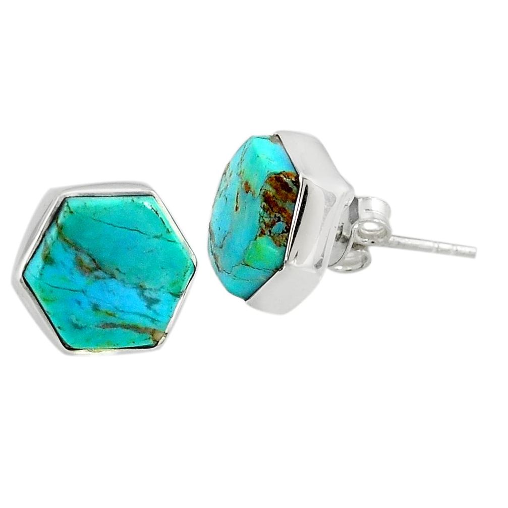925 sterling silver 6.73cts blue arizona mohave turquoise stud earrings r80287