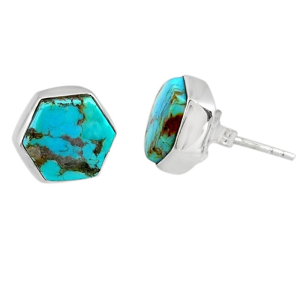 925 sterling silver 6.64cts blue arizona mohave turquoise stud earrings r80292