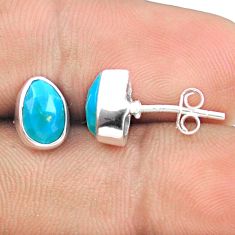 925 sterling silver 4.58cts blue arizona mohave turquoise stud earrings u18720