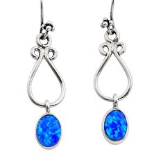 925 sterling silver 3.37cts blue australian opal (lab) dangle earrings y82506
