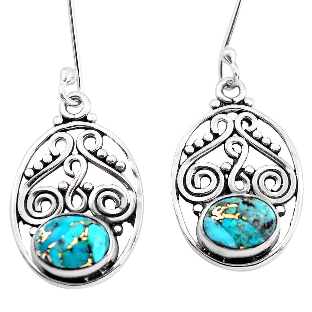 ver 4.08cts blue copper turquoise dangle earrings jewelry p41413