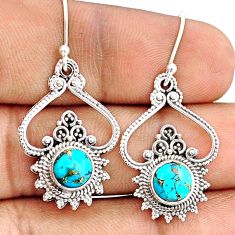 925 sterling silver 5.34cts blue copper turquoise dangle earrings jewelry u33492