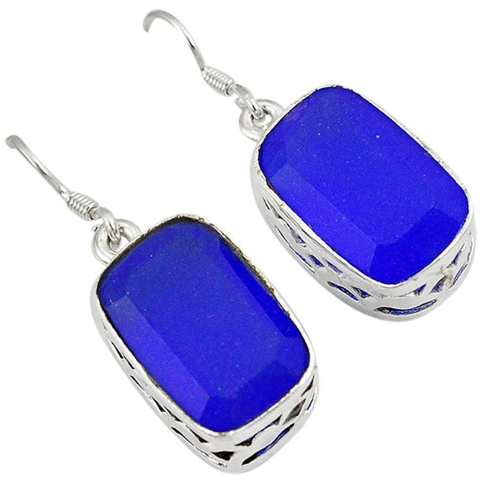 925 sterling silver blue jade octagon shape dangle earrings jewelry j3453