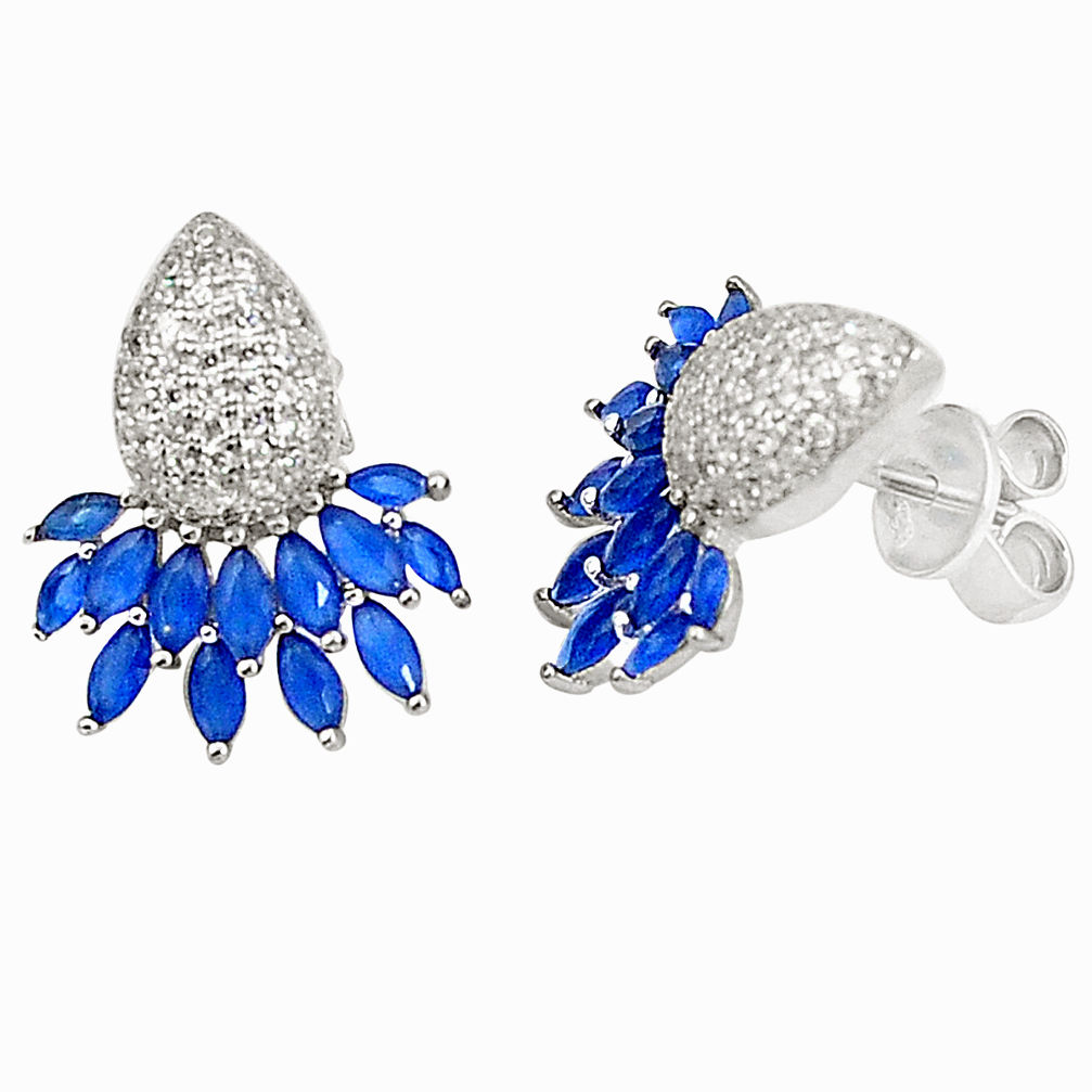 LAB 925 sterling silver blue sapphire quartz topaz stud earrings jewelry c19468