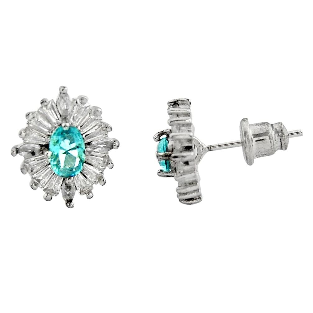 925 sterling silver 4.80cts blue topaz quartz topaz stud earrings jewelry c9247