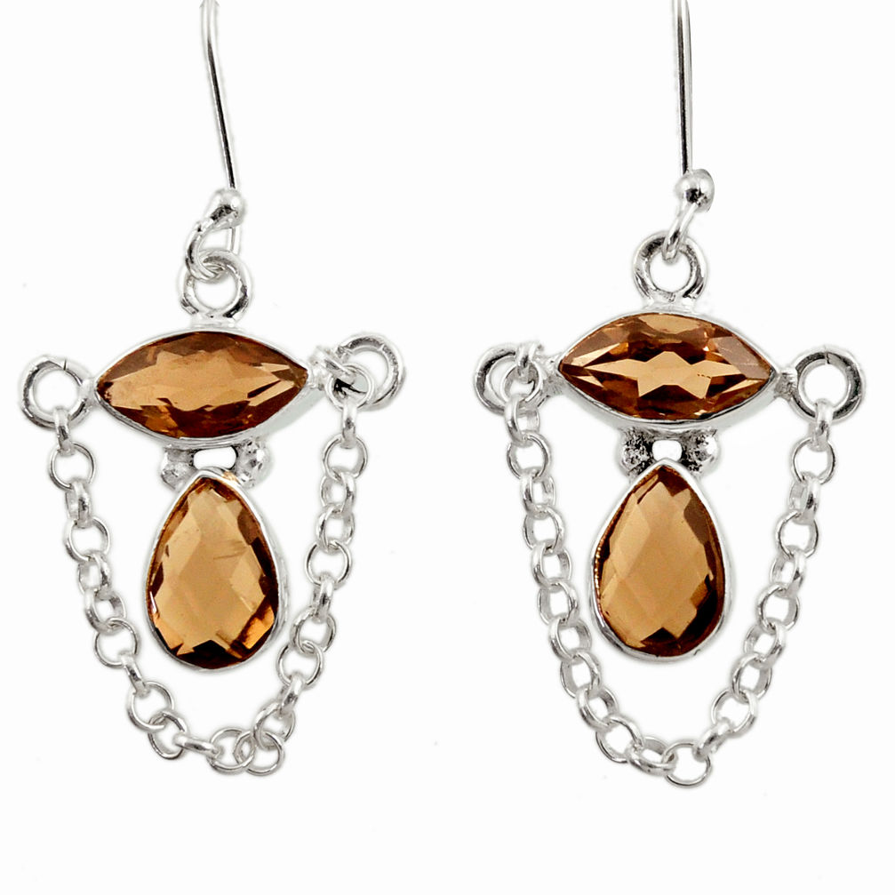 ver 7.82cts brown smoky topaz dangle earrings jewelry d39904