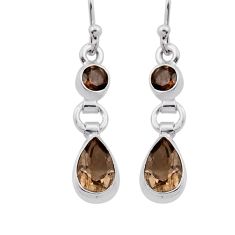 925 sterling silver 3.97cts brown smoky topaz dangle earrings jewelry n41133