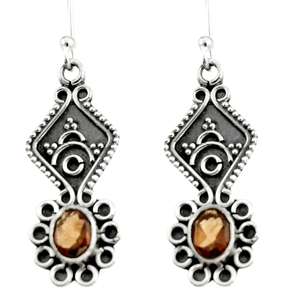 925 sterling silver 3.48cts brown smoky topaz dangle earrings jewelry r19877