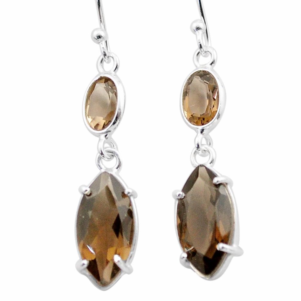 925 sterling silver 8.85cts brown smoky topaz dangle earrings jewelry t74595