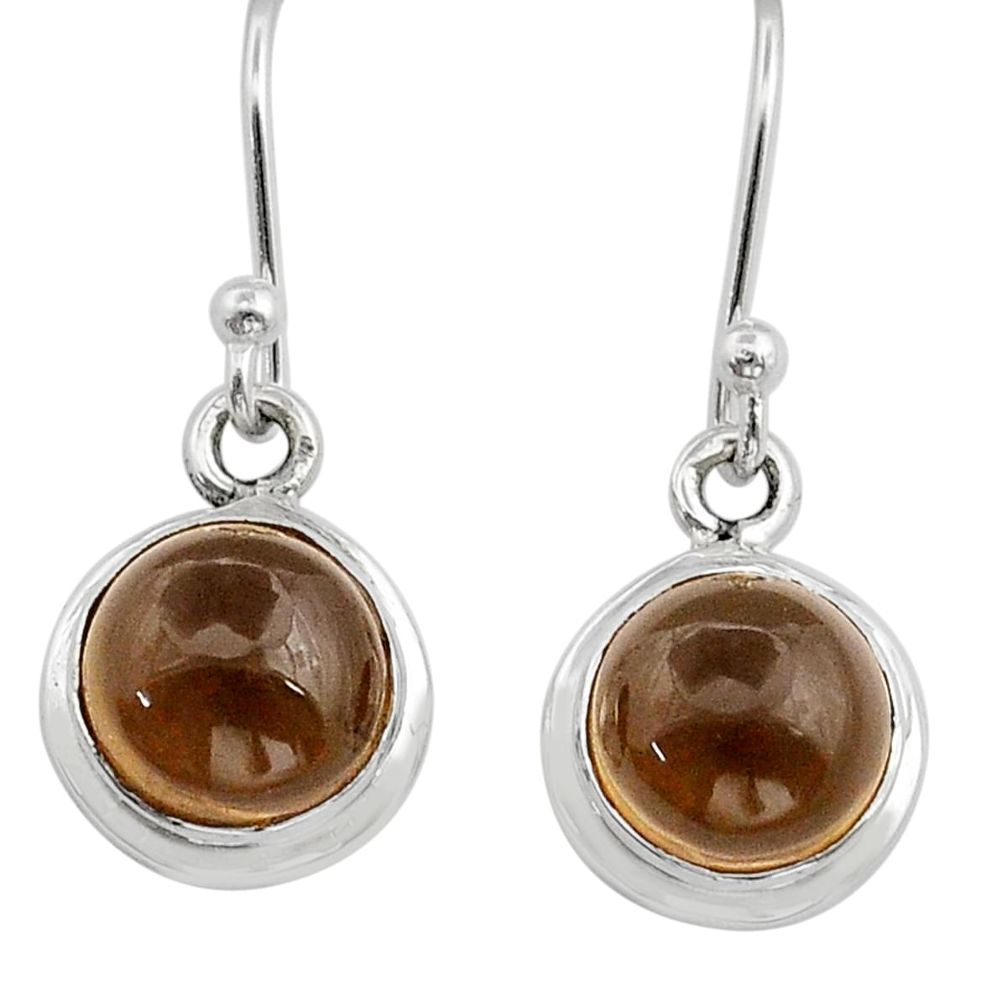 925 sterling silver 6.21cts brown smoky topaz dangle earrings jewelry u87186