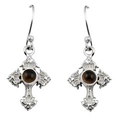 925 sterling silver 1.50cts brown smoky topaz holy cross earrings jewelry y47383