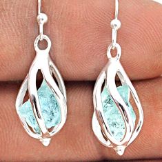 925 sterling silver 7.54cts cage natural aqua aquamarine rough earrings t90034