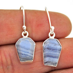 925 sterling silver 8.90cts coffin natural blue lace agate fancy earrings n28753
