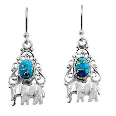 925 sterling silver 3.11cts copper turquoise elephant earrings jewelry y85828