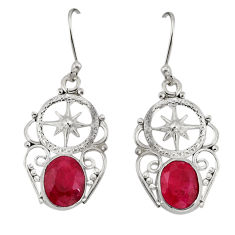 925 sterling silver 5.99cts dharma wheel natural red ruby dangle earrings y73863