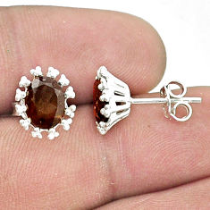 925 sterling silver 4.06cts faceted brown smoky topaz earrings jewelry u36340