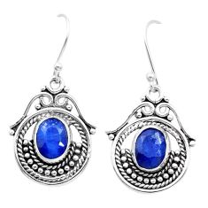 925 sterling silver 4.34cts faceted natural blue sapphire dangle earrings u53332