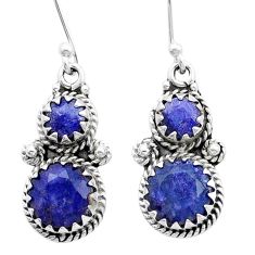 925 sterling silver 5.51cts faceted natural blue sapphire dangle earrings u53429