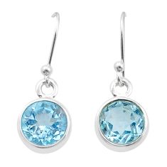 925 sterling silver 5.76cts faceted natural blue topaz dangle earrings u49323