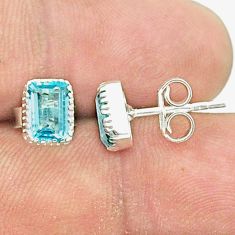 925 sterling silver 2.67cts faceted natural blue topaz stud earrings u36240