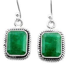 925 sterling silver 6.81cts faceted natural green emerald earrings u38497