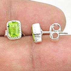 925 sterling silver 2.93cts faceted natural green peridot stud earrings u36183