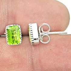 925 sterling silver 2.68cts faceted natural green peridot stud earrings u36334