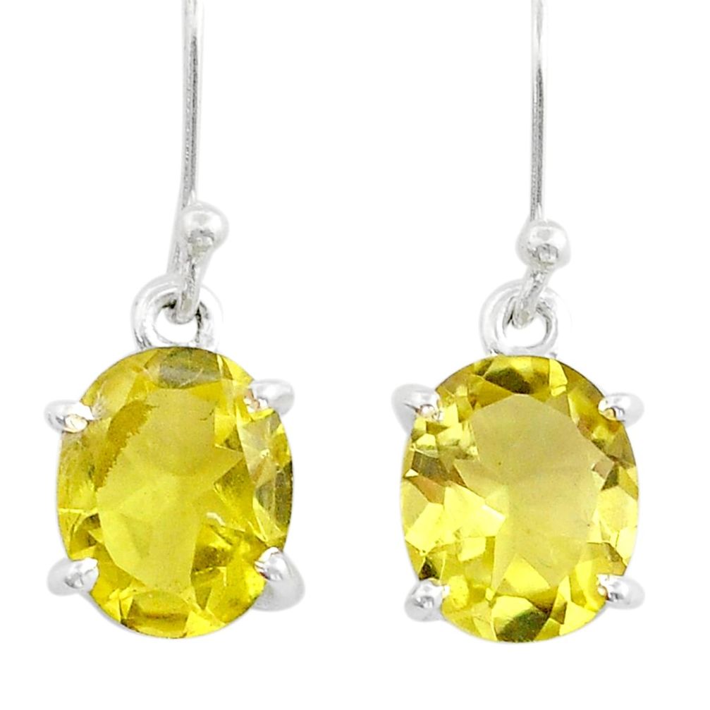 925 sterling silver 6.72cts faceted natural lemon topaz dangle earrings u87630