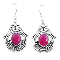 925 sterling silver 4.36cts faceted natural red ruby dangle earrings u53329