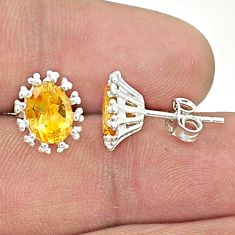 925 sterling silver 4.73cts faceted natural yellow citrine stud earrings u36293
