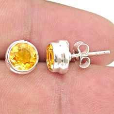 925 sterling silver 4.90cts faceted natural yellow citrine stud earrings u37810