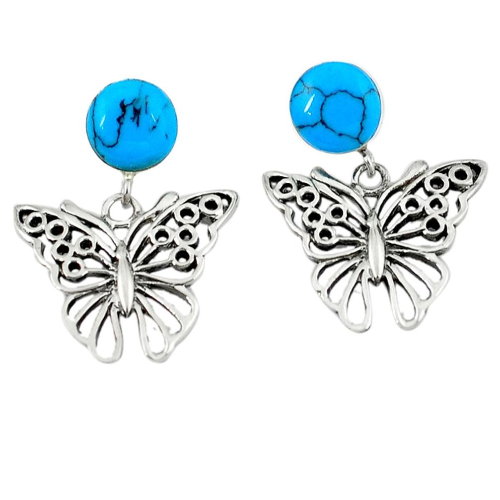 925 sterling silver fine blue turquoise butterfly earrings jewelry c11690
