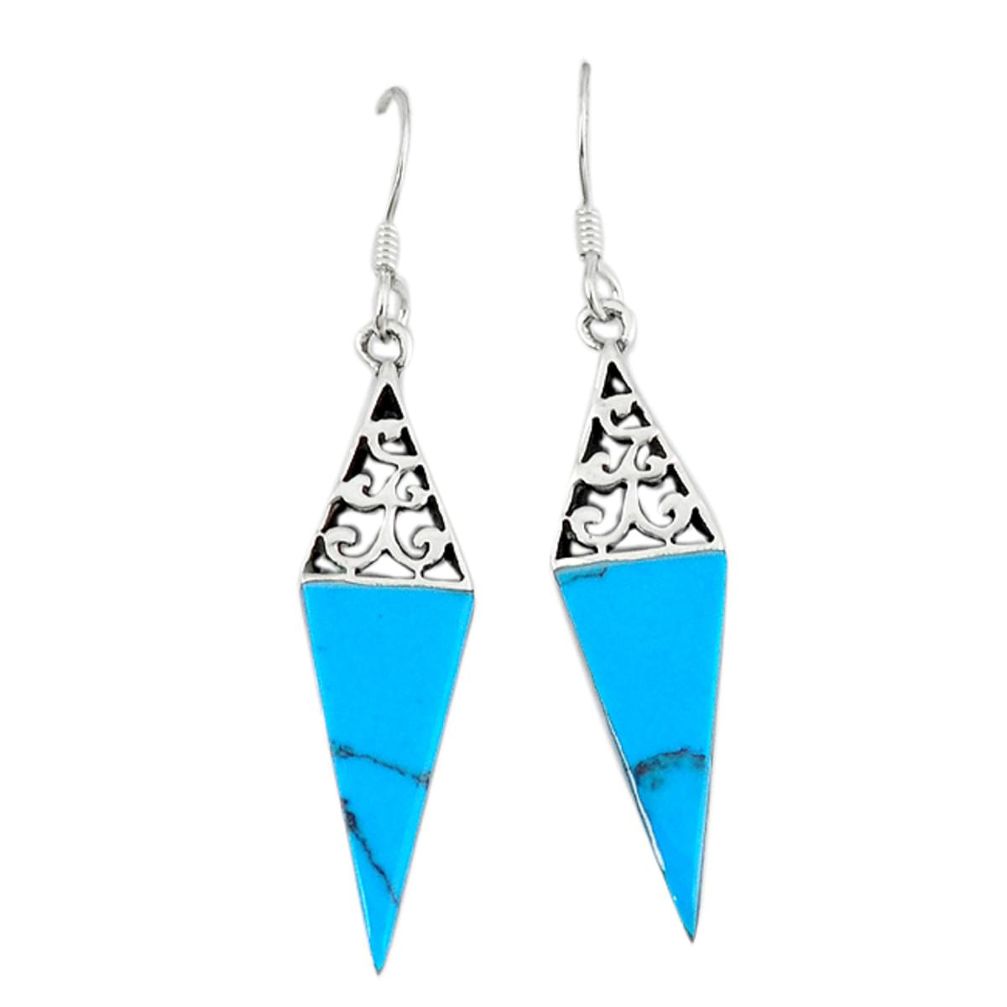 925 sterling silver fine blue turquoise dangle earrings jewelry c11607