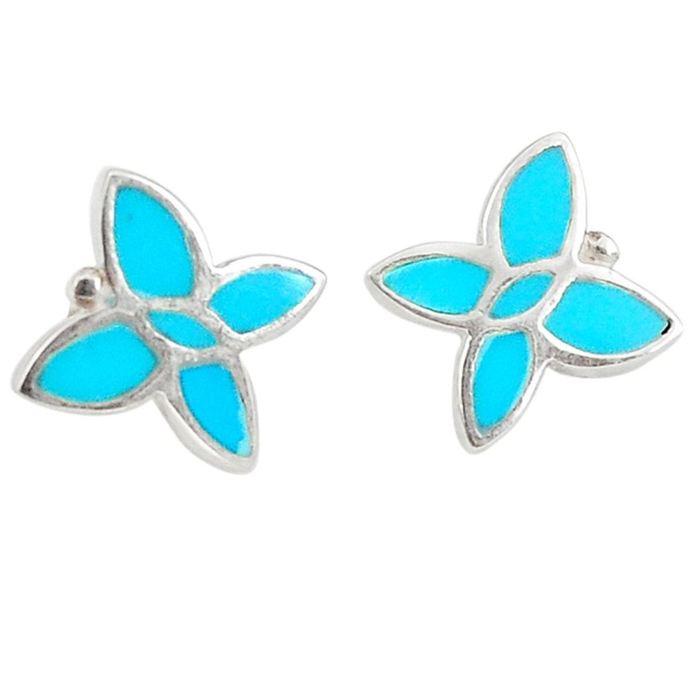 925 sterling silver fine blue turquoise enamel earrings jewelry a69666 c14258