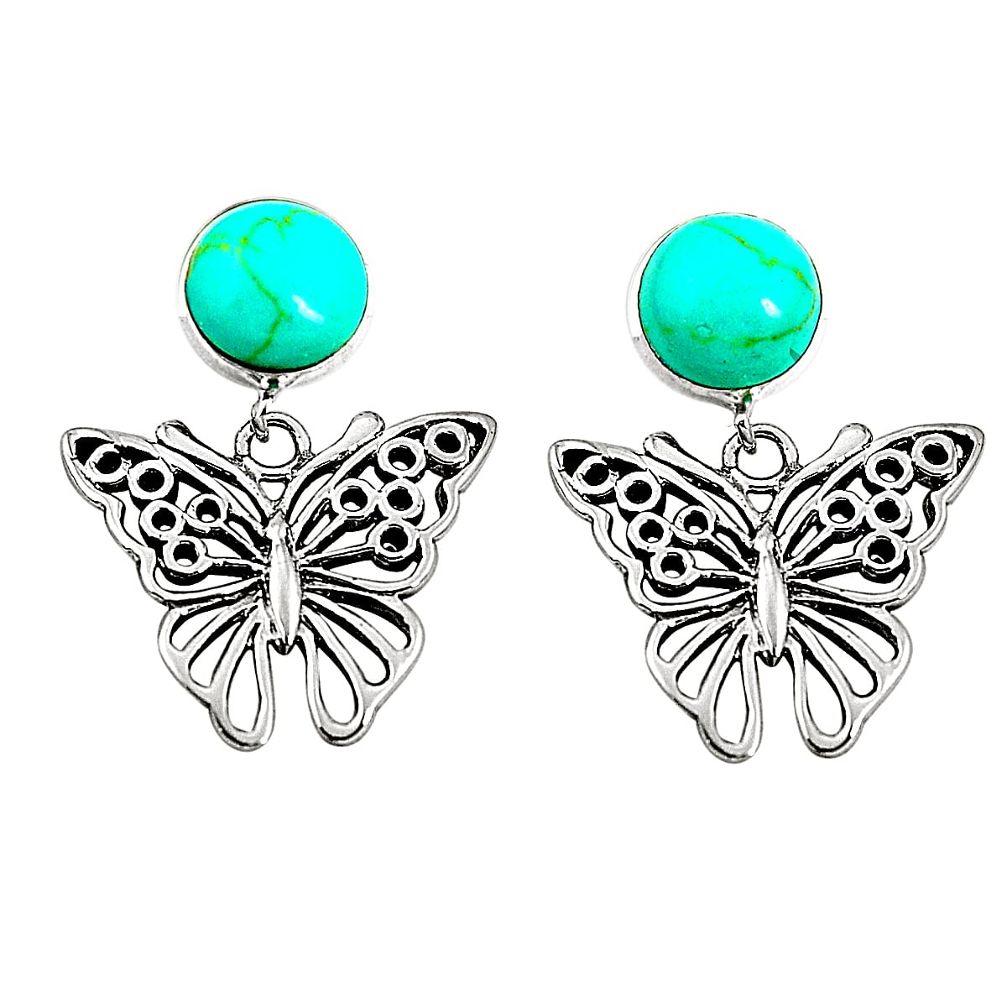 925 sterling silver fine green turquoise butterfly earrings jewelry c11710