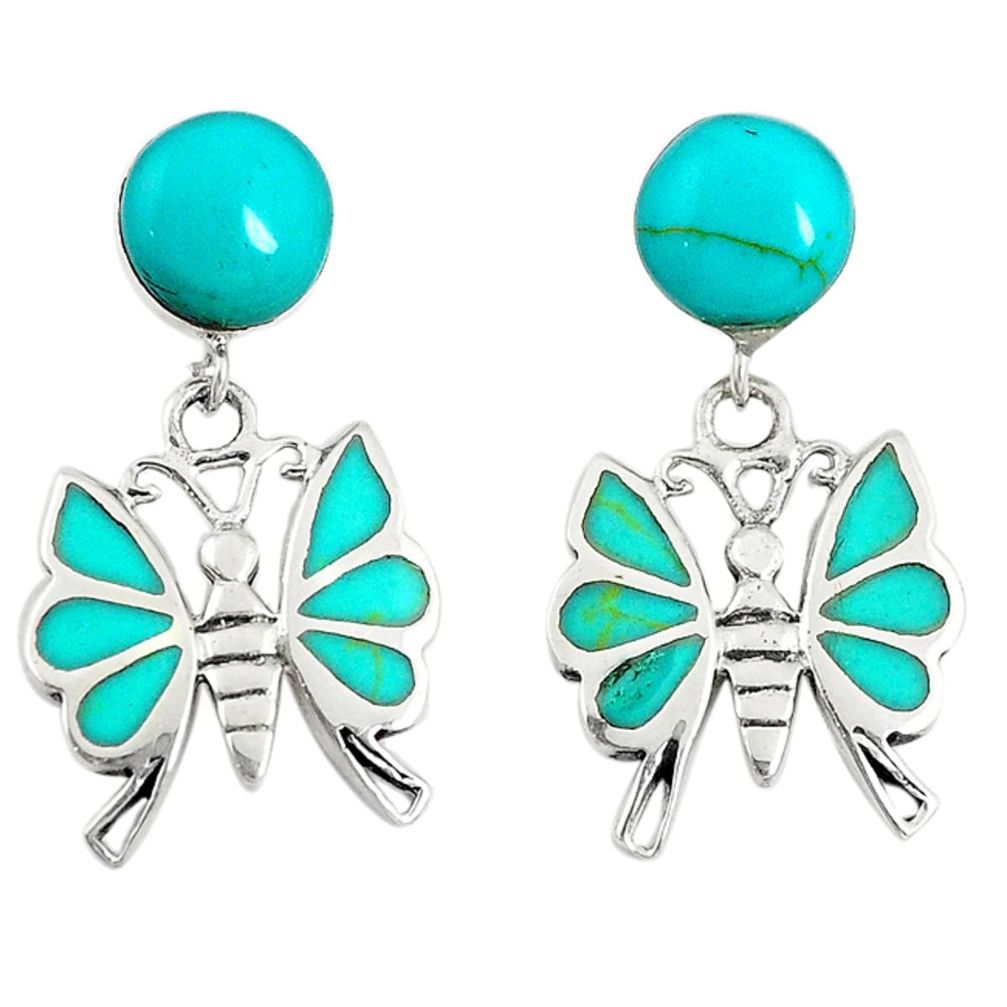 925 sterling silver fine green turquoise butterfly earrings jewelry c22192