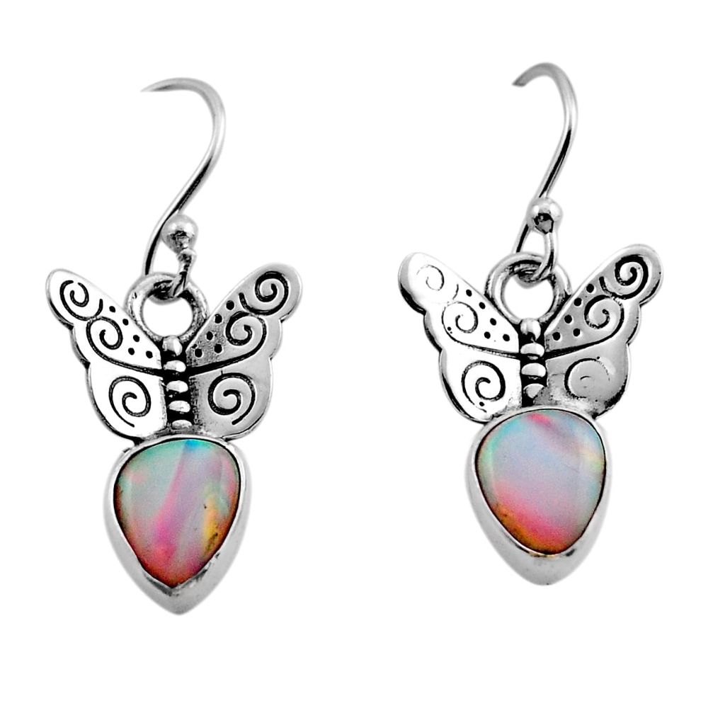 925 sterling silver 3.40cts fine volcano aurora opal butterfly earrings y84350