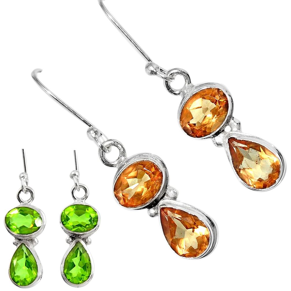 925 sterling silver 6.95cts green alexandrite (lab) dangle earrings d40212