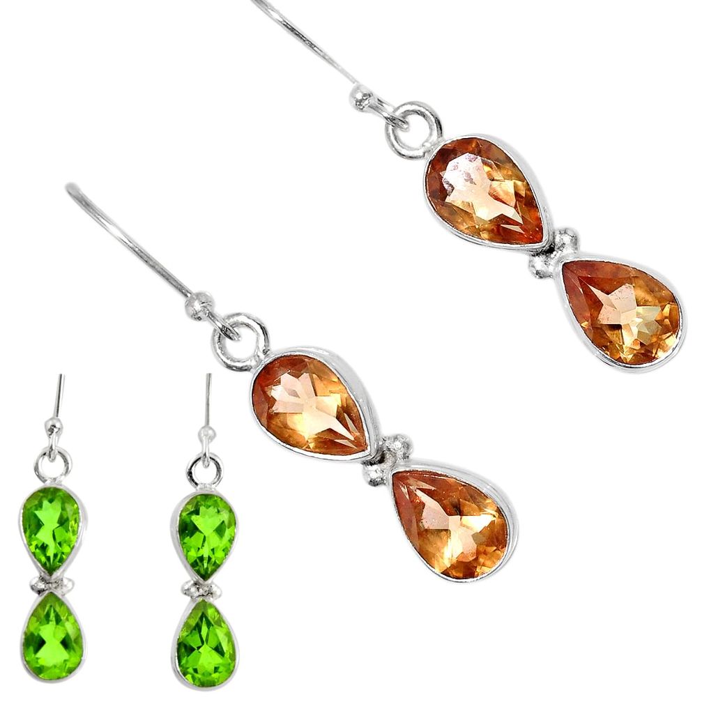 925 sterling silver 6.83cts green alexandrite (lab) dangle earrings d40227