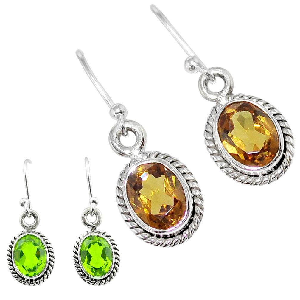 925 sterling silver 4.56cts green alexandrite (lab) dangle earrings t57046