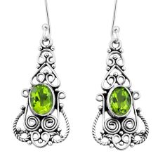 925 sterling silver 4.25cts green alexandrite (lab) oval dangle earrings y50075