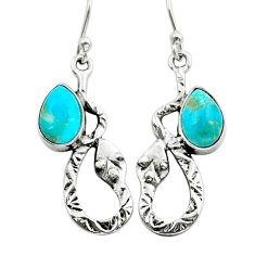 925 sterling silver 4.48cts green arizona mohave turquoise snake earrings y15594