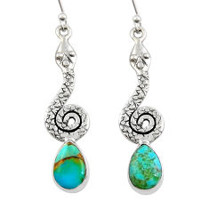 925 sterling silver 5.15cts green arizona mohave turquoise snake earrings y26111