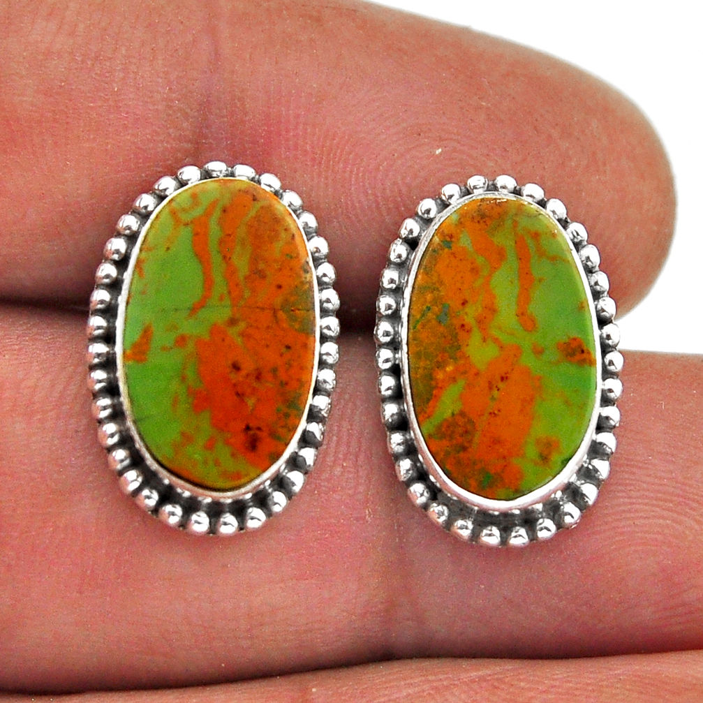 925 sterling silver 8.61cts green arizona mohave turquoise stud earrings n52323