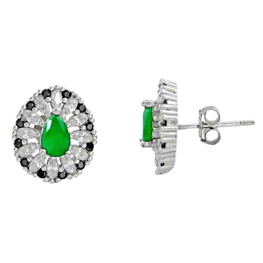 925 sterling silver 4.52cts green emerald (lab) topaz earrings jewelry c9304