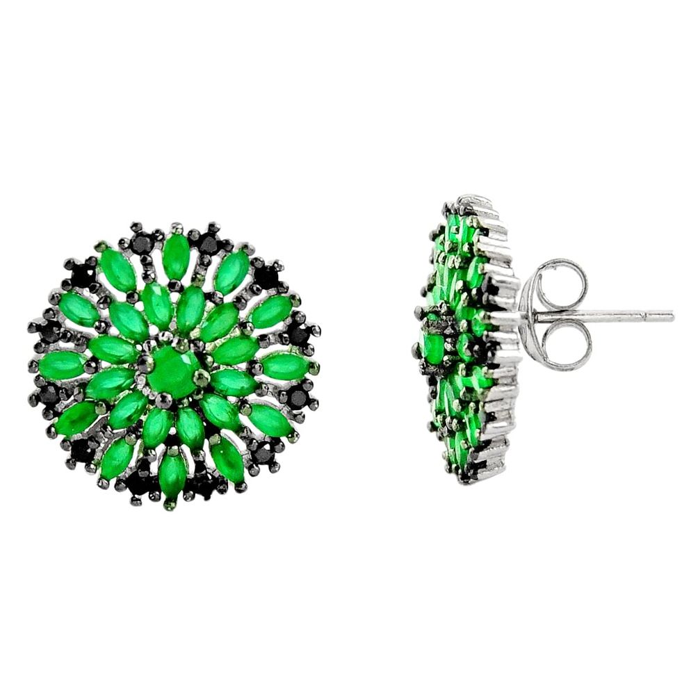 925 sterling silver 5.52cts green emerald (lab) topaz stud earrings c9212