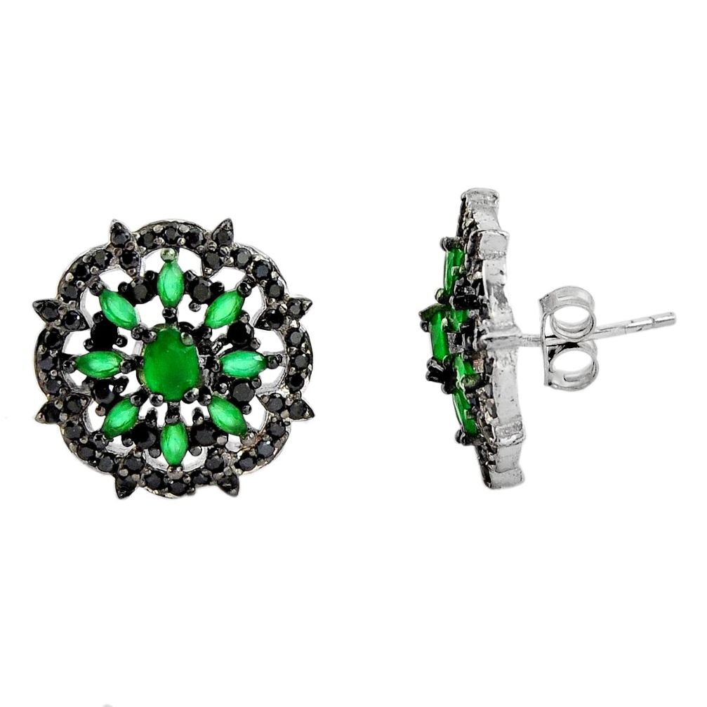 925 sterling silver 5.54cts green emerald (lab) topaz stud earrings c9216