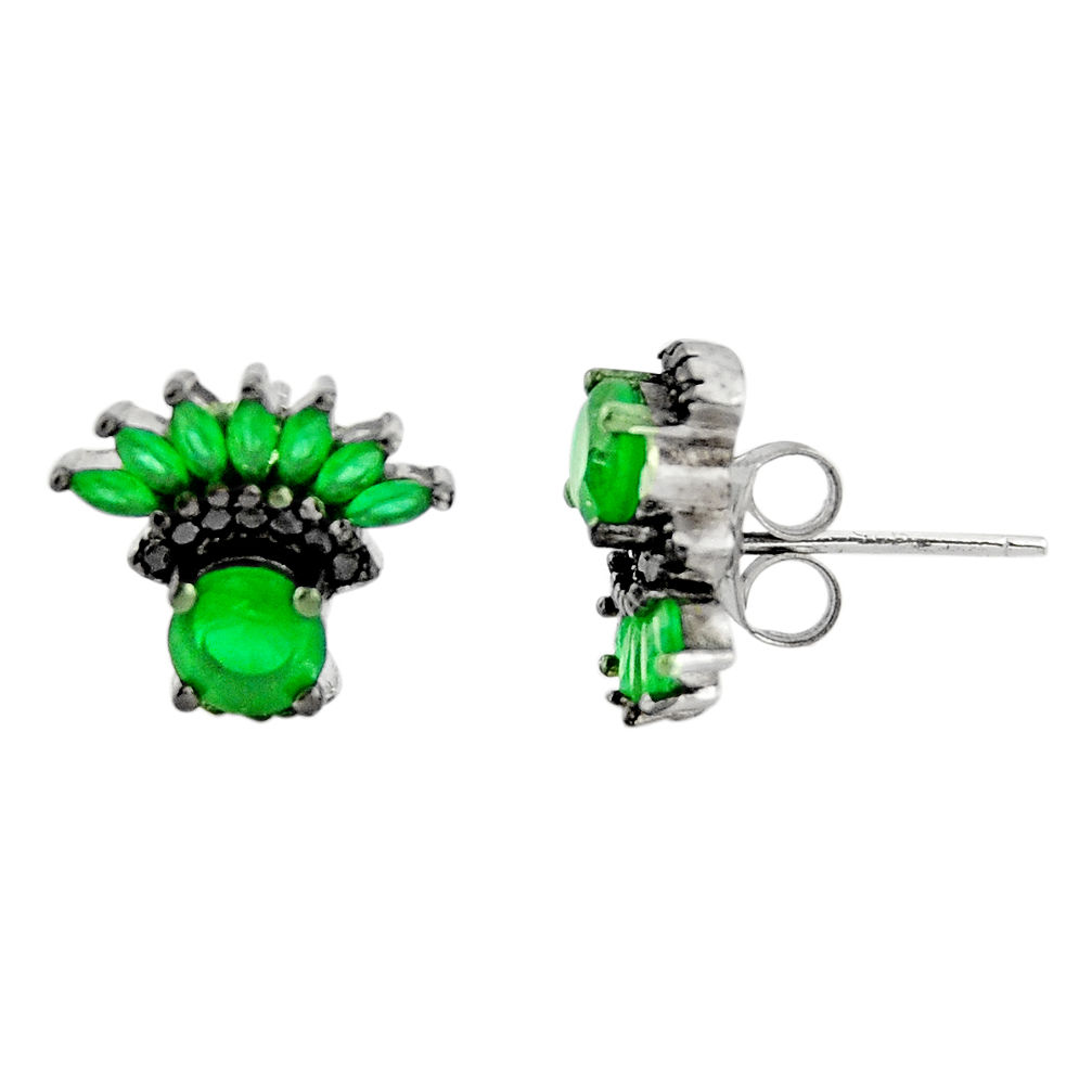 LAB 925 sterling silver 3.62cts green emerald (lab) topaz stud earrings c9224